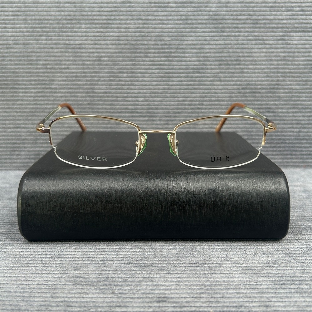 UR it Silver Semi-Rimless Y2k Eyeglass Frames Gold Amber 50-18-135 C2  Korea